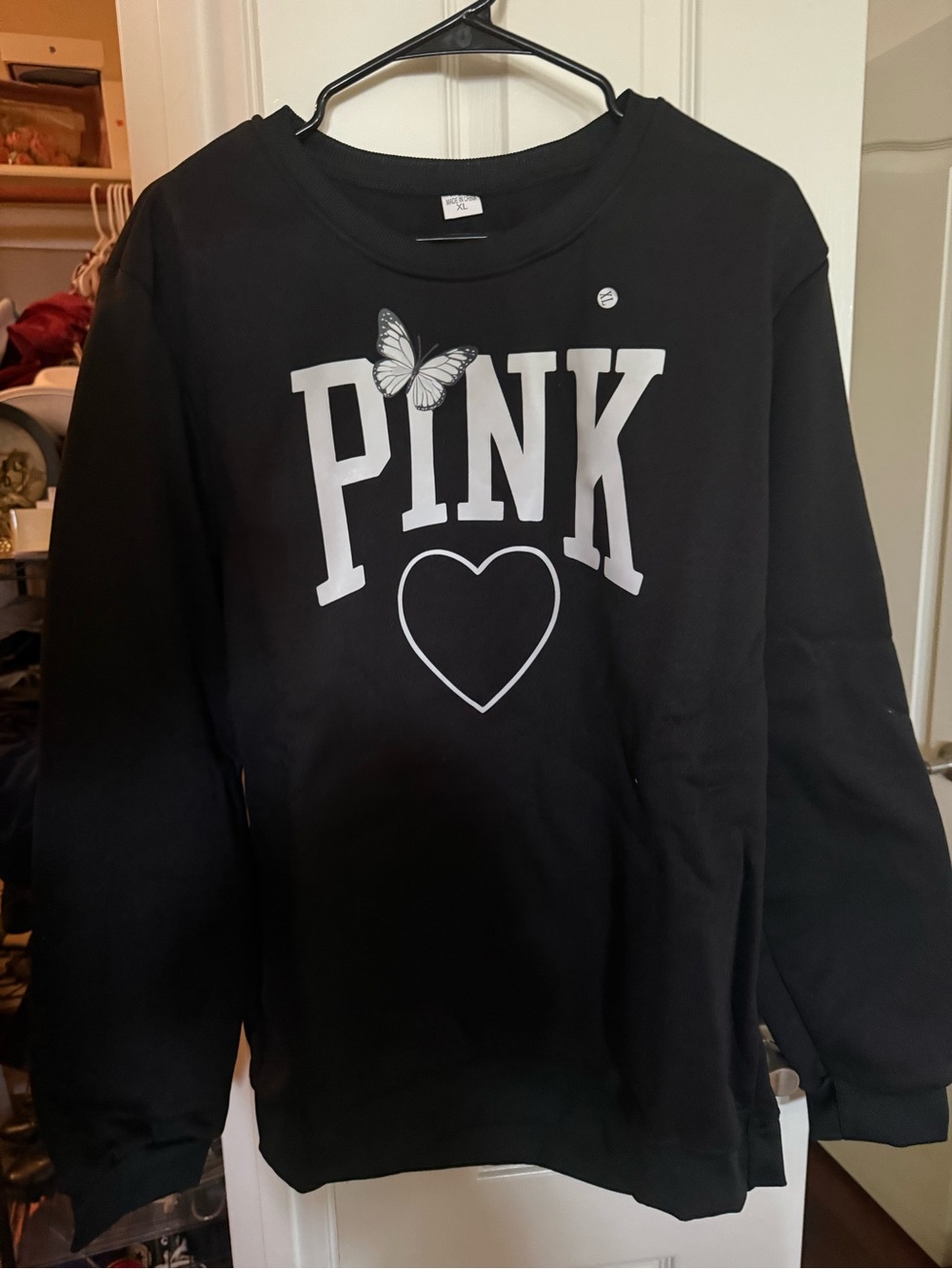Black Logo Sweatshirt set with Heart & Butterfly